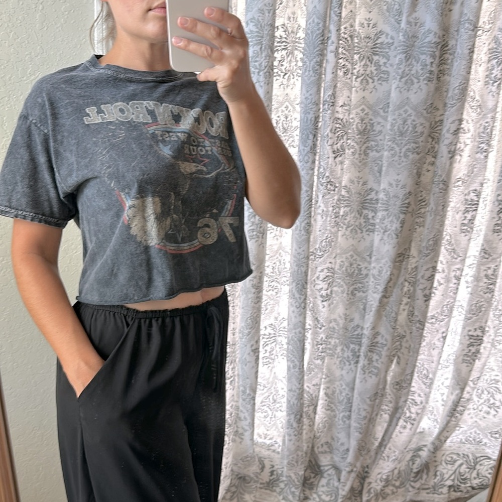 Fifth Sun Rock N Roll 1976 vintage style crop top with eagle easy to west tour - Picture 8 of 10